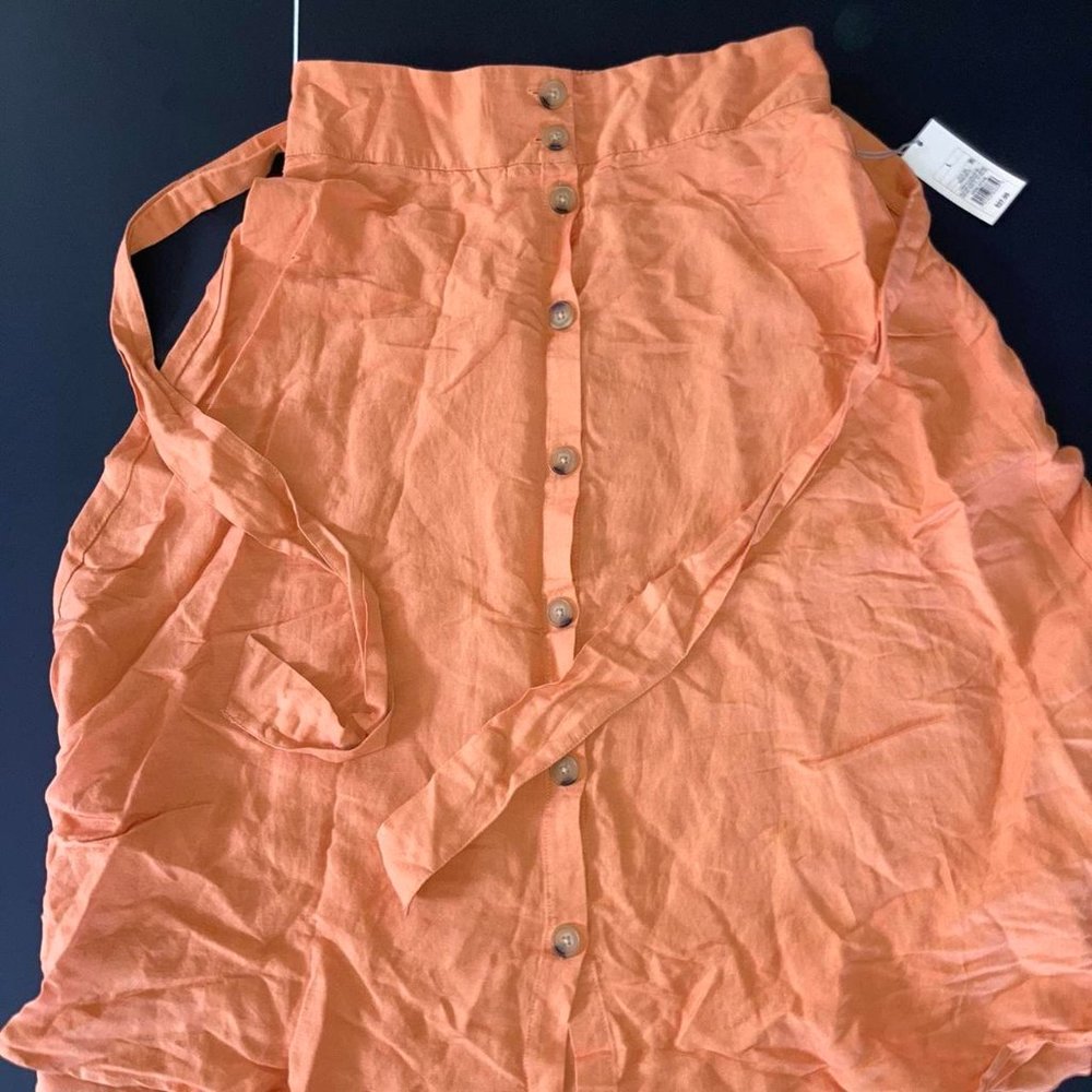 A New Day orange linen skirt NWT